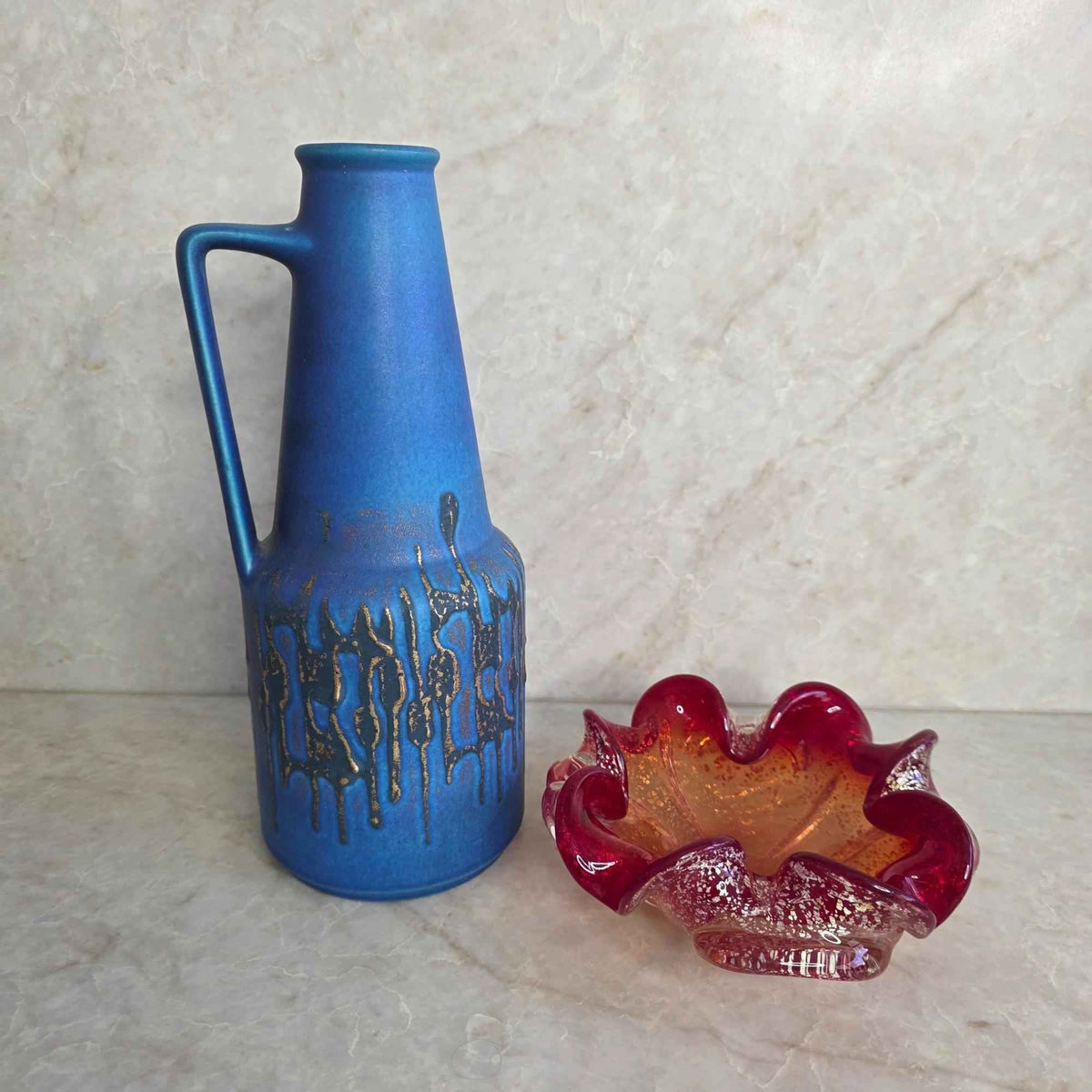 Vintage | Rare Blue Fat Lava - West German Vase | Dumler and Breiden