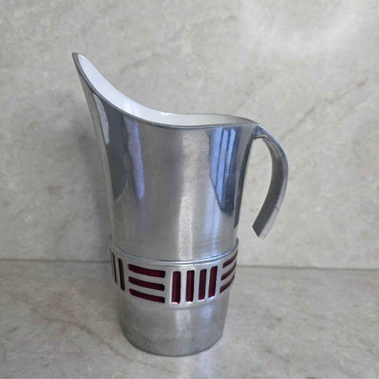 Vintage | Chrome Aluminium and Red - Mid Century Modern - Jug Pitcher