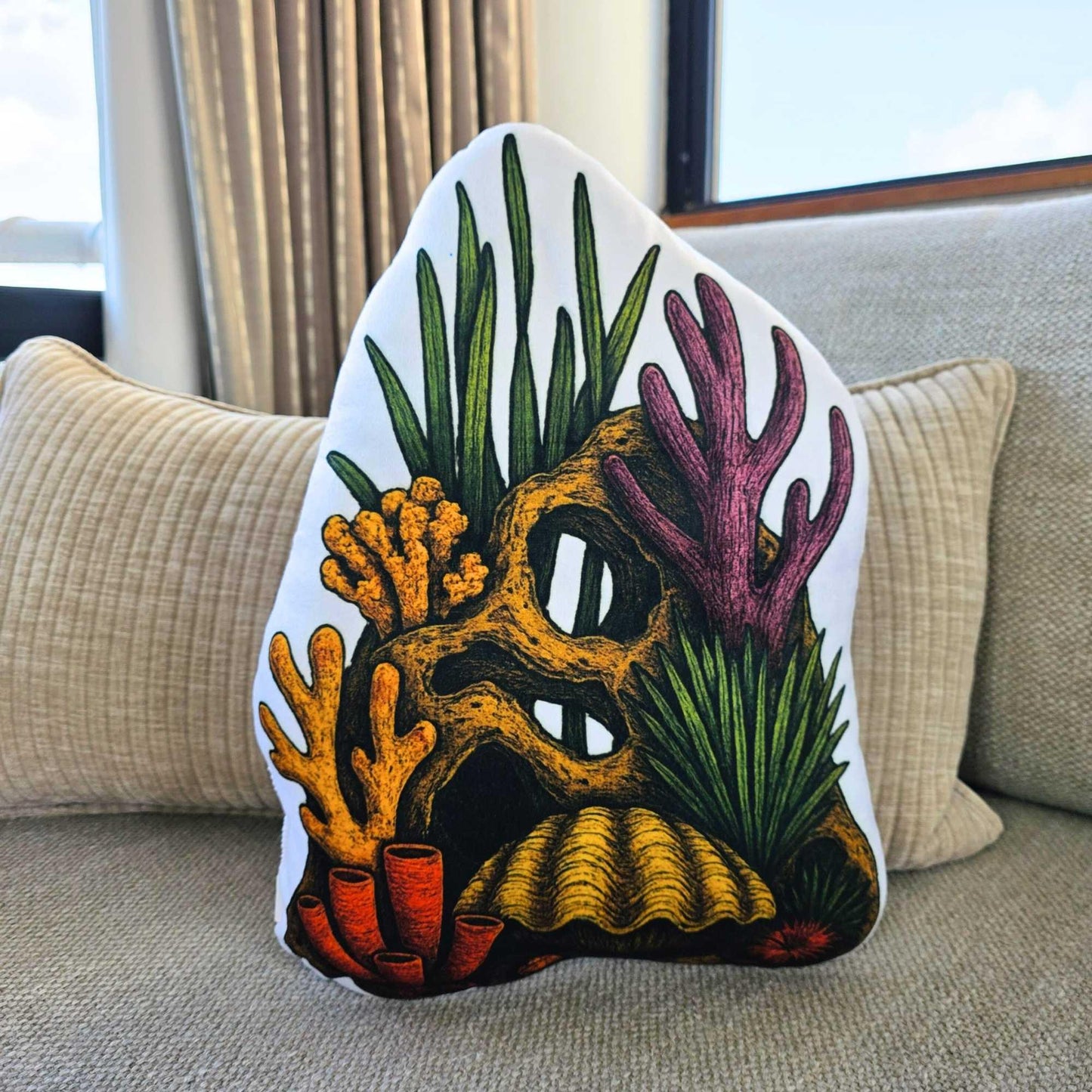 Coral Aquarium Decor Shaped Cushion 35cm | FAWNE