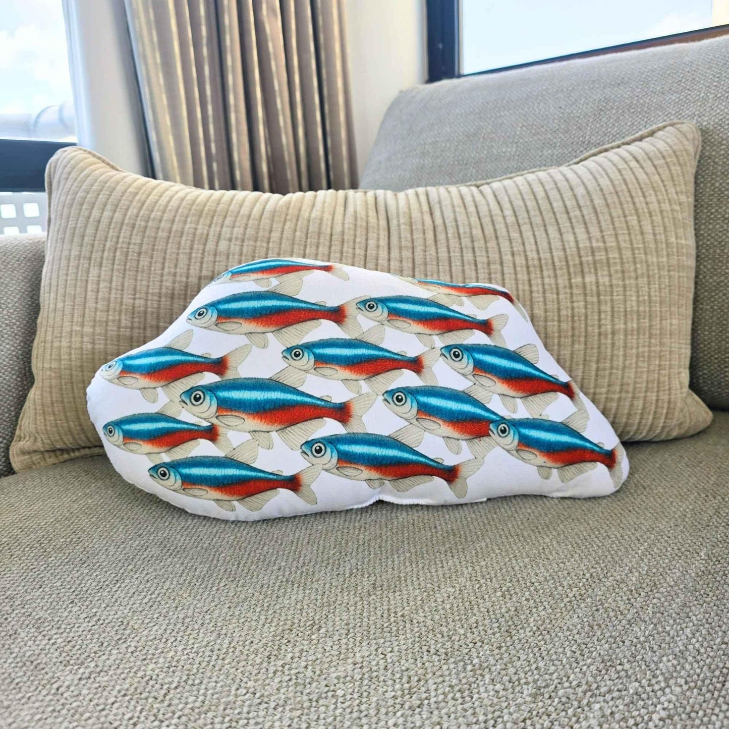 Neon Tetra School Shaped Cushion 40cm | FAWNE