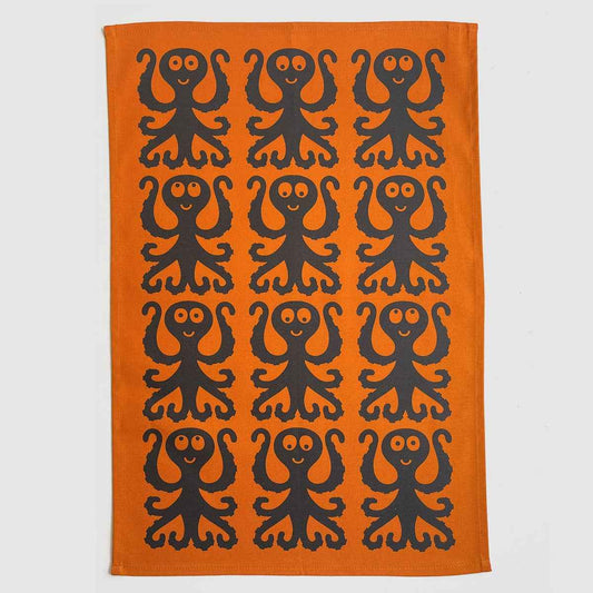 Magpie x Hornsea - Octopus Teatowel - Red Orange