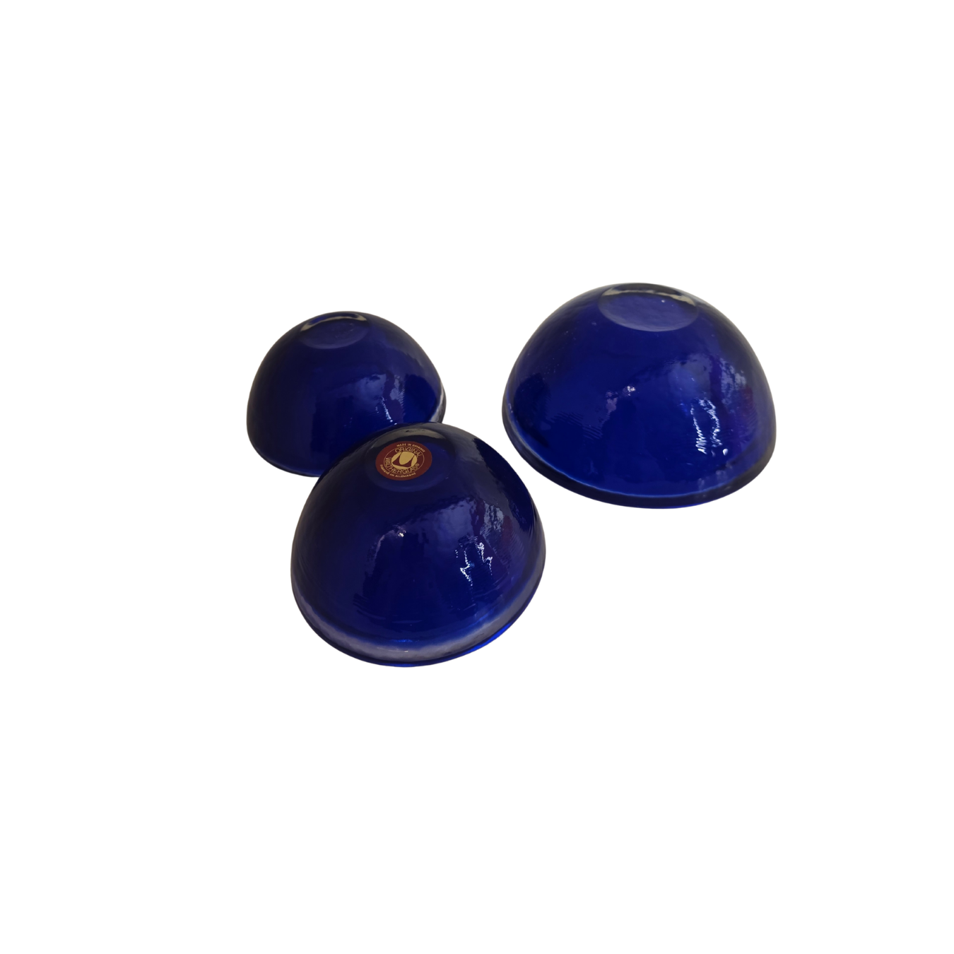 Vintage | Deep Blue & Clear - Trio of 3 - German Walther Glas Bowls