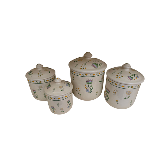 Vintage | Floral Ceramic Canisters - Set of 4 - Portugal Over and Back Inc - FAWNE