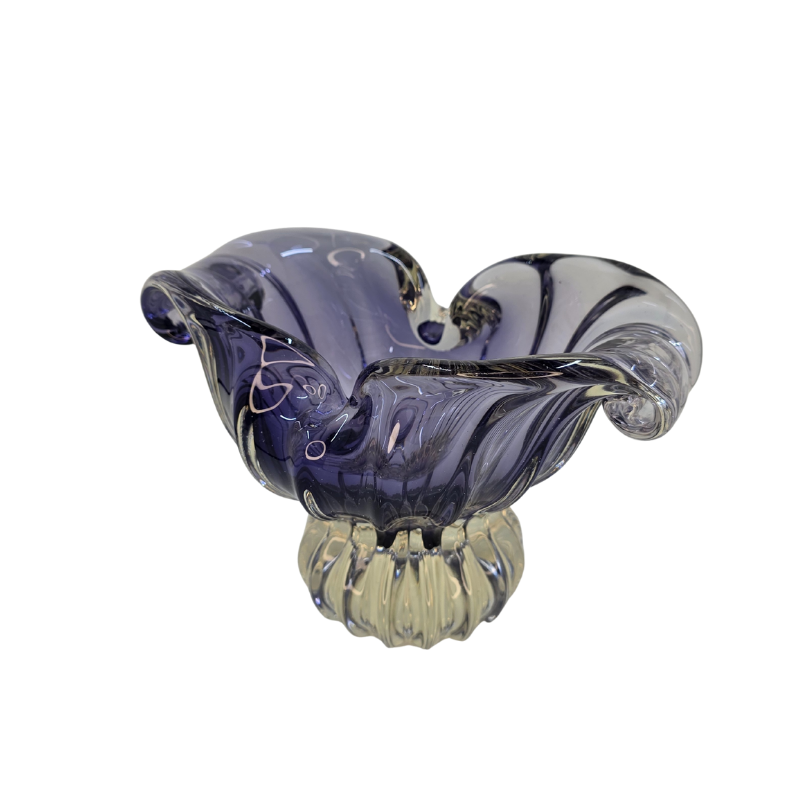 Vintage | Lilac Purple - Art Glass Bowl on Pedestal - - FAWNE