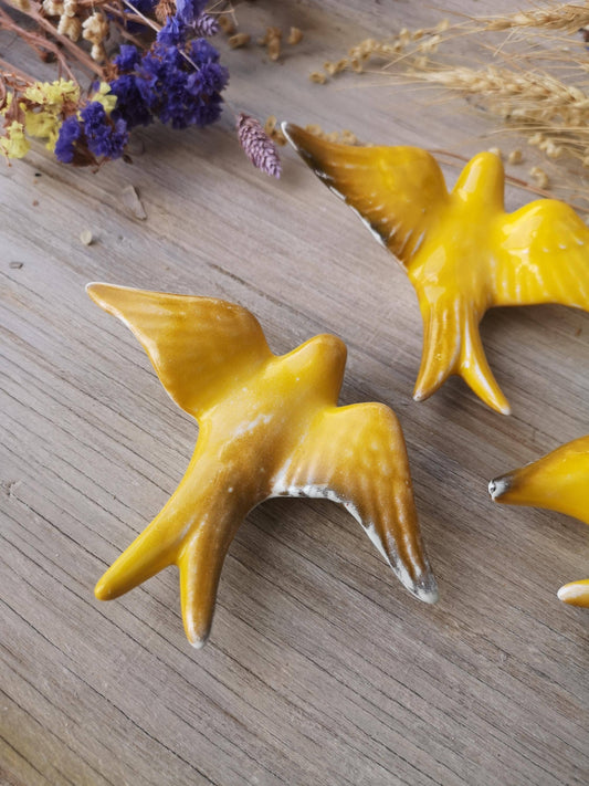 Portuguese Ceramic Swallows – Yellow – Set of 3