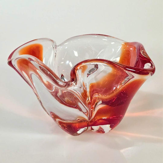 Vintage | Orange & Clear - Thick Art Glass Bowl