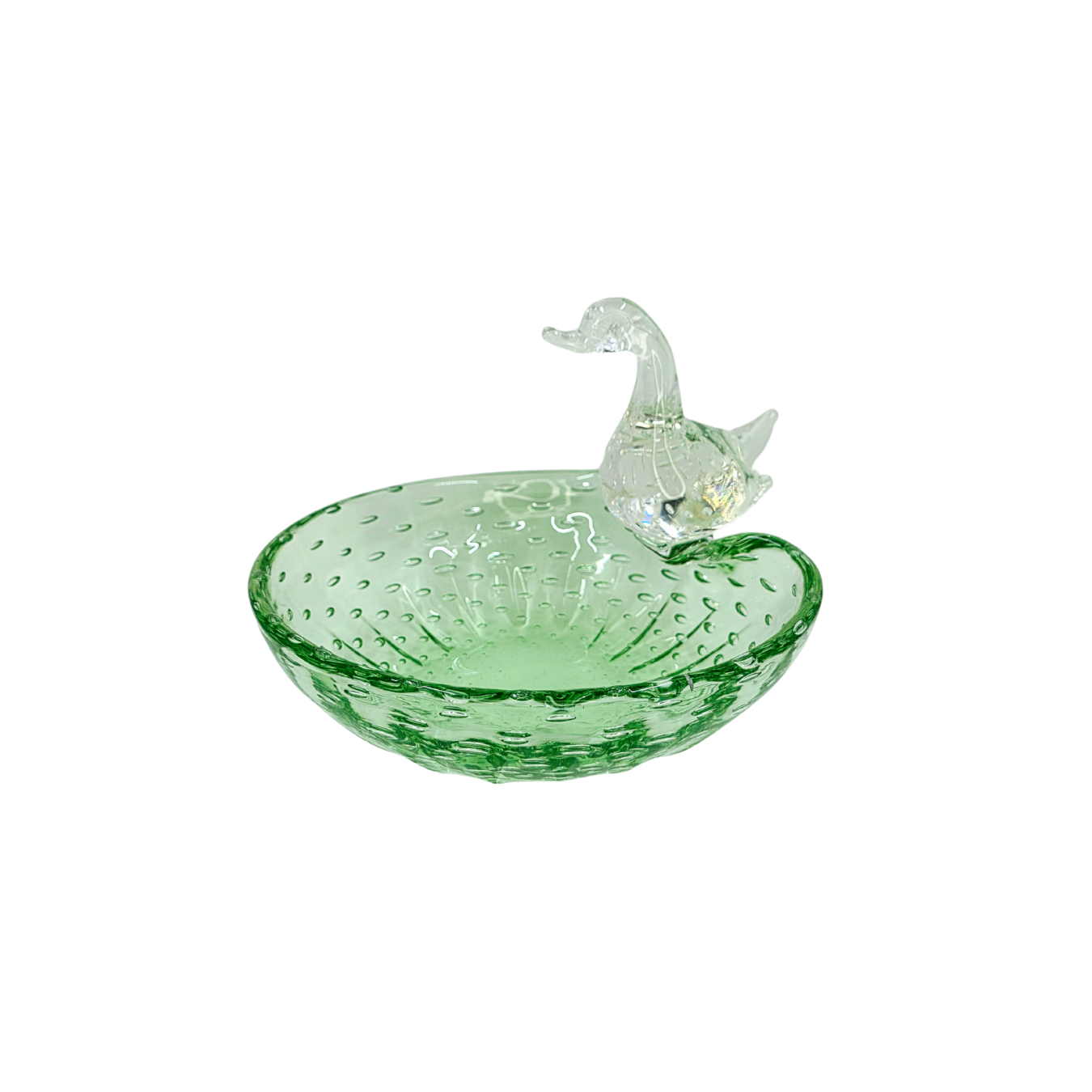 Vintage | Green Duck Pond - Controlled Bubble - Art Glass Bowl