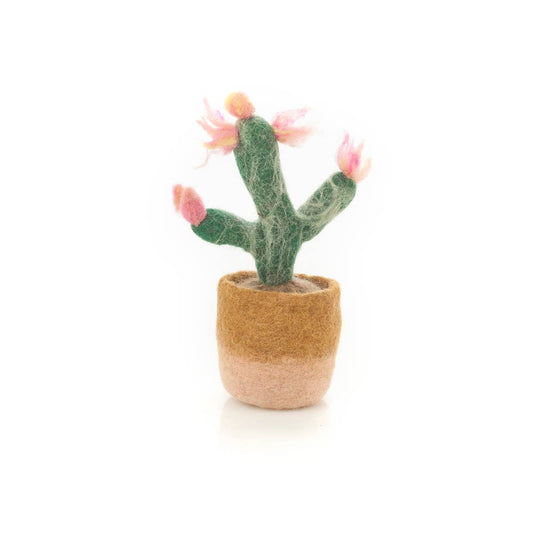 Pink Cactus - Hand Felted - Artificial Plant Decoration - Medium