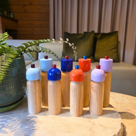 Salt and Pepper Grinder | Light Blue and Burgundy | Medium