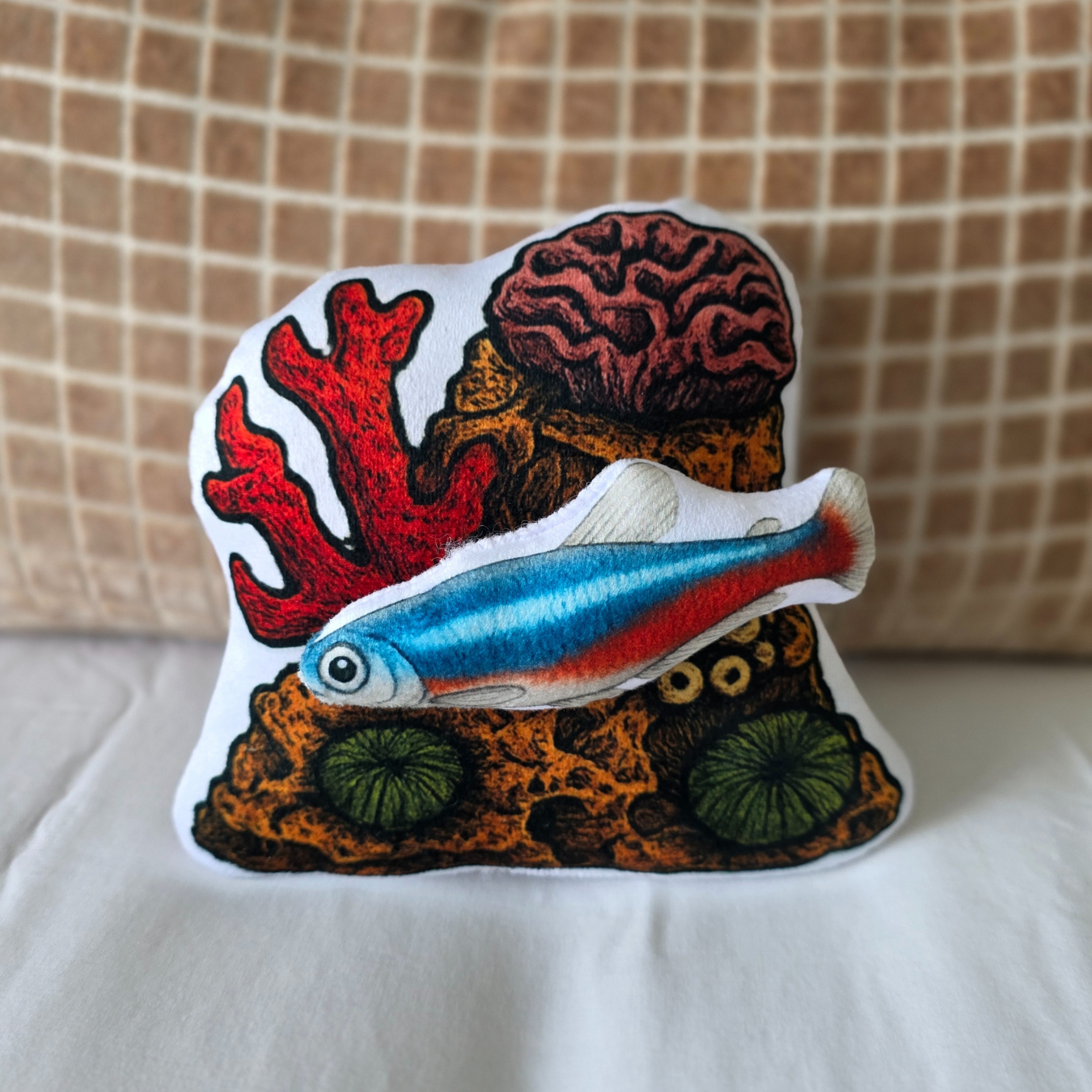 Neon Tetra Fish-Shaped Cushion | FAWNE Limited Edition