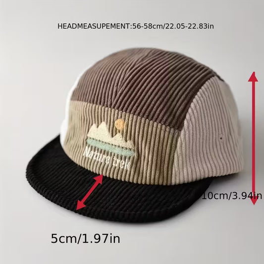 Retro Cap – Corduroy Grey & Red - Nature Trek - FAWNE