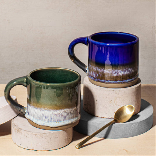 Retro Dip Glazed Mug - Marlowe Olive/Brown 260ml