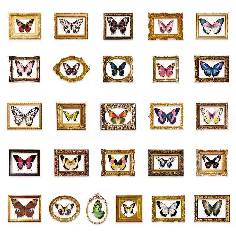 Oh My Butterfly - Transparent Vintage Frame Sticker Set