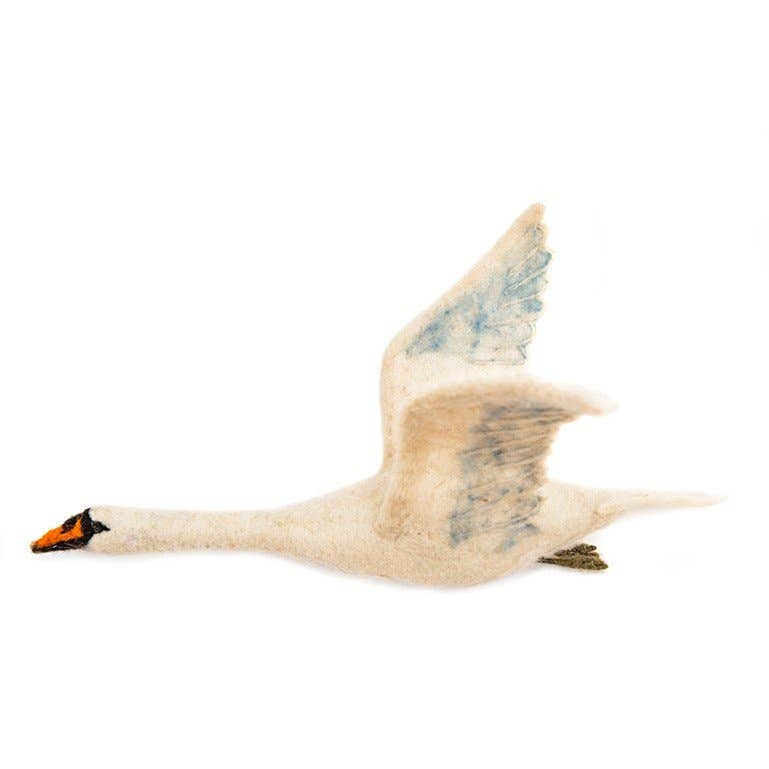 Sew Heart Felt White Swan Flying Wall Birds - Trio