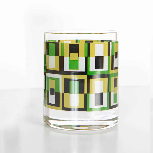 Green Squares Whiskey Glasses | Boxed Set of 4
