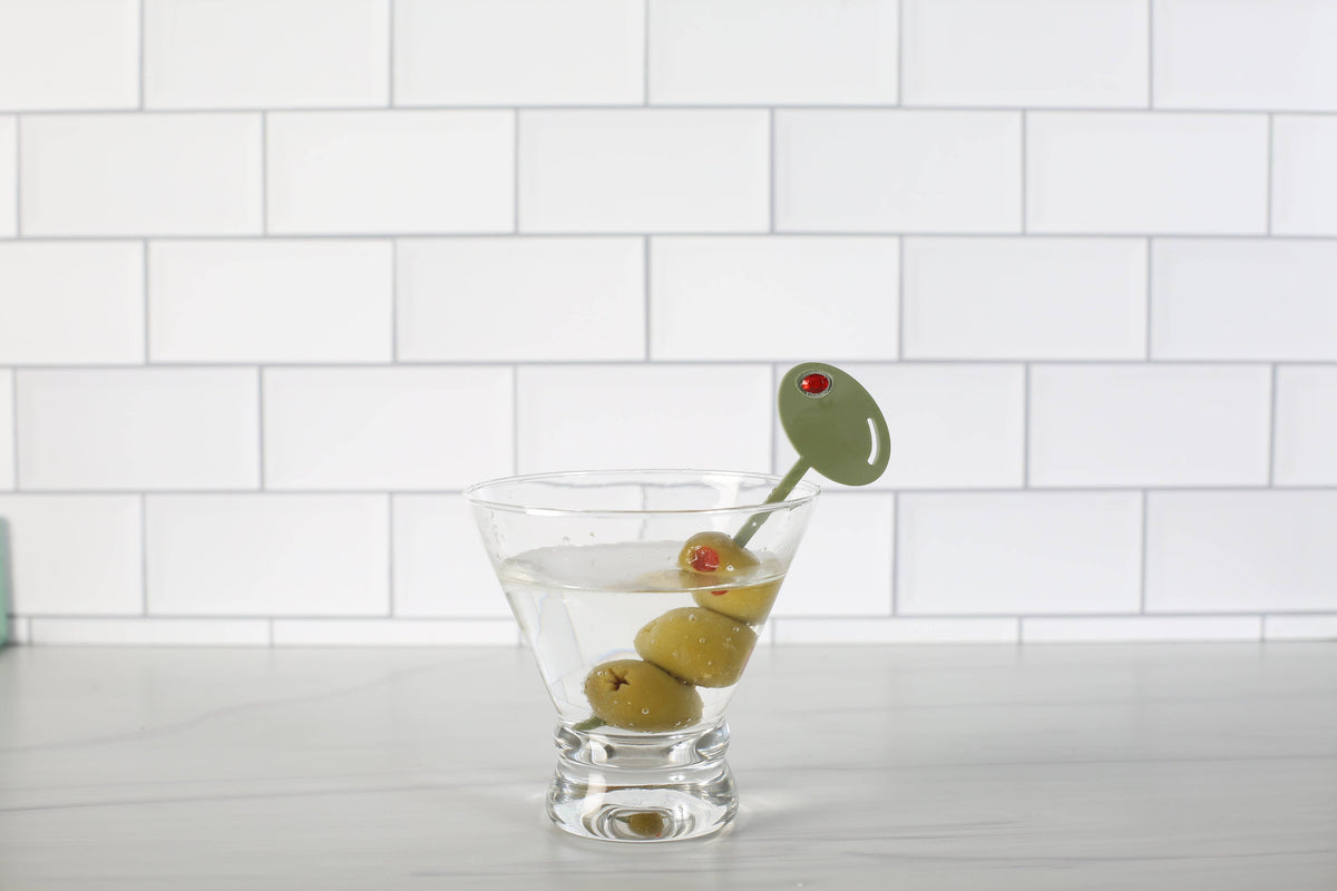 Martini and Olive Acrylic Swizzle Sticks | Set of 8