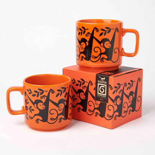 Magpie x Hornsea Monkeys Mug - Orange Red