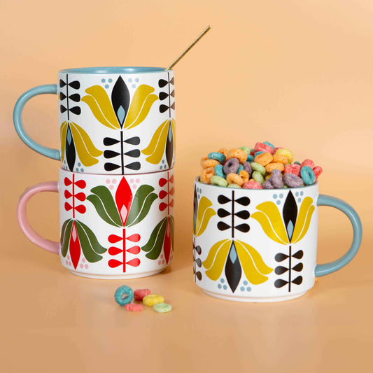 Red Lotus Mid-Century Stackable Mug