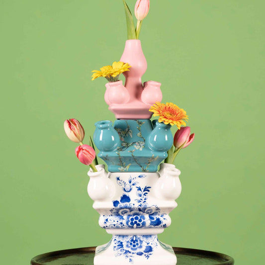 Stack Madness ✦ Build Your Own Vase ✦ Delft Blue Floral Base