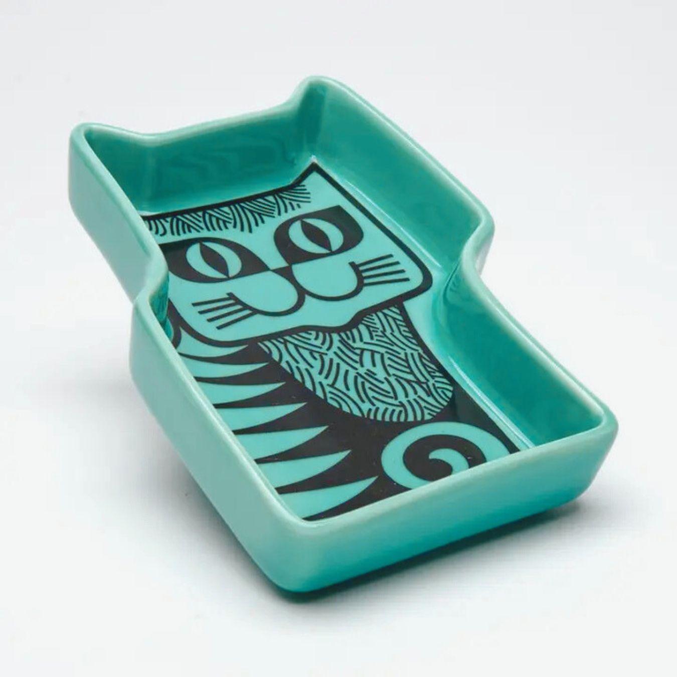 Teal Blue Cat Trinket Dish | Magpie × Hornsea
