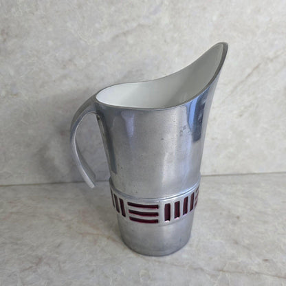Vintage | Chrome Aluminium and Red - Mid Century Modern - Jug Pitcher - FAWNE