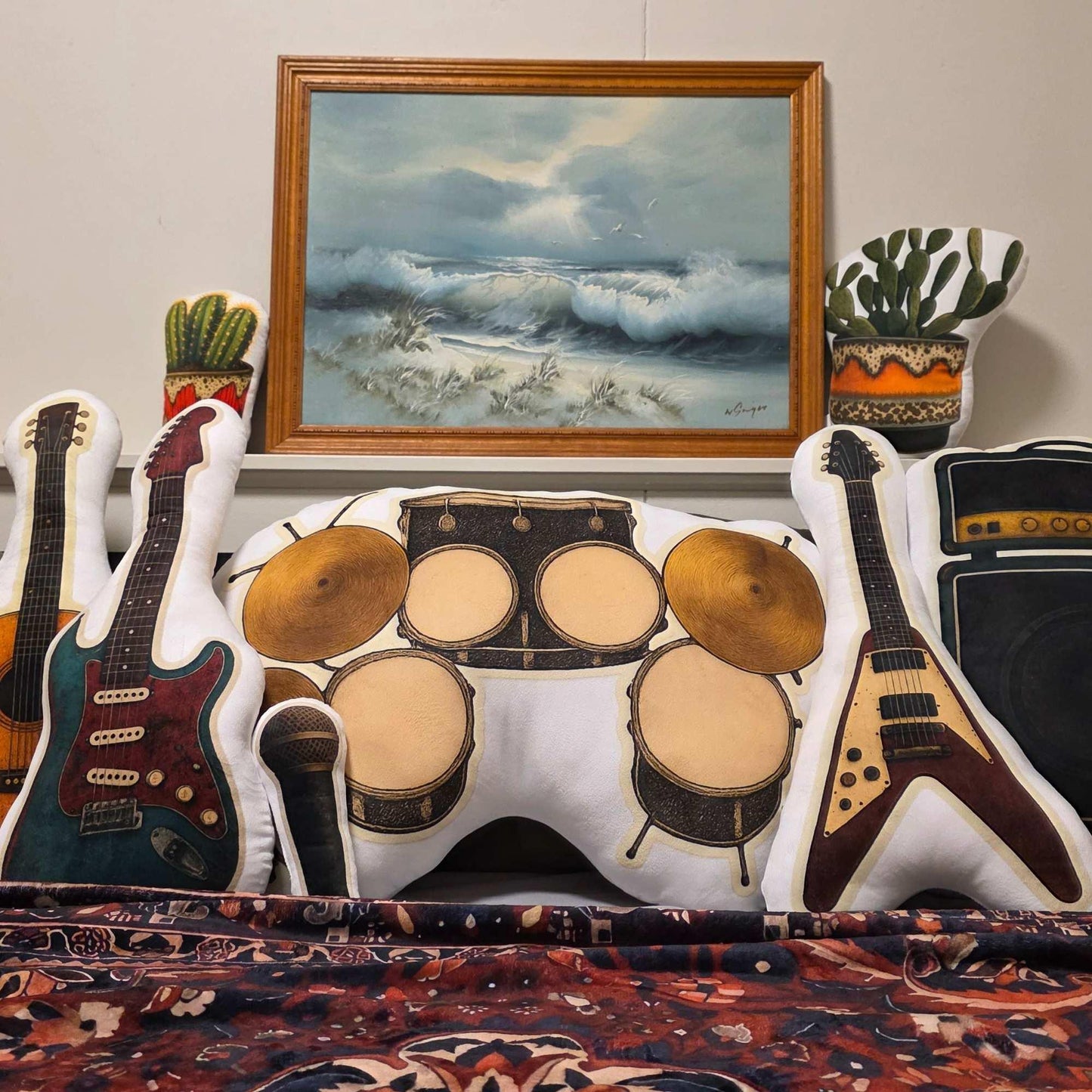 The Setlist Drum Set – Shaped Cushion – with Drumstick Keychain - 70 cm – | FAWNE