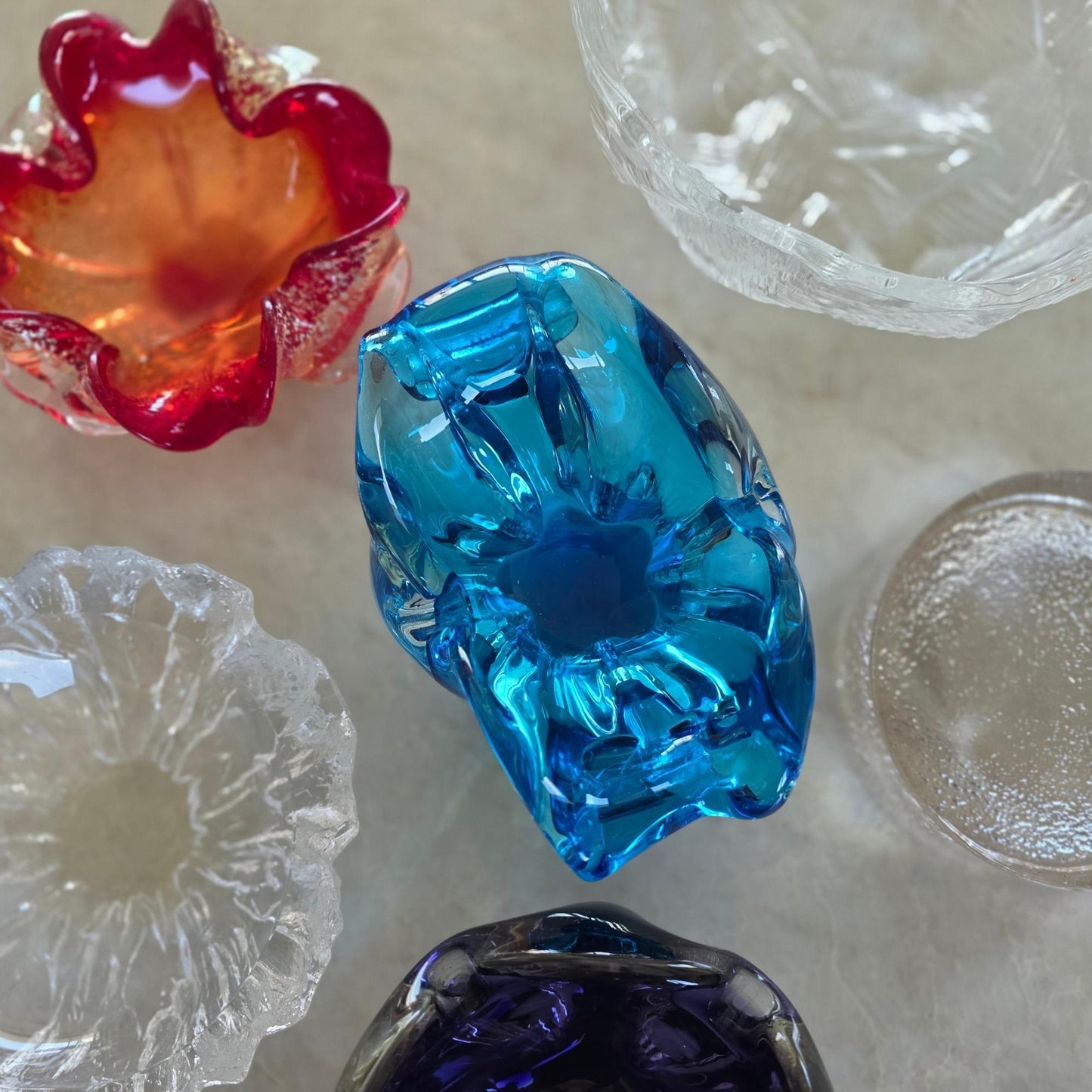 Vintage | Dark Blue & Clear - Art Glass Bowl