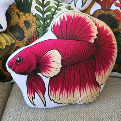 Maroon Longfin Betta Fish-Shaped Cushion 40cm | FAWNE - FAWNE