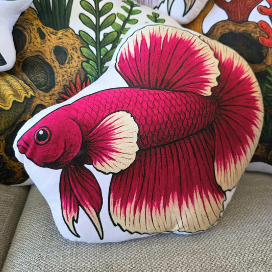 Maroon Longfin Betta Fish-Shaped Cushion 40cm | FAWNE