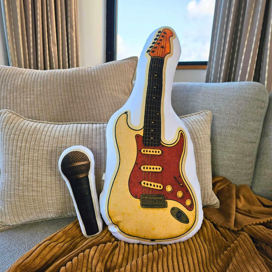The Setlist Electric Guitar – Shaped Cushion – Orange and Cream - 60 cm | FAWNE