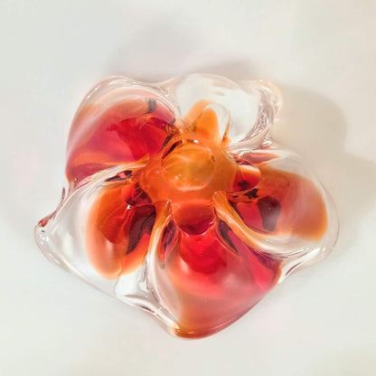 Vintage | Orange & Clear - Thick Art Glass Bowl