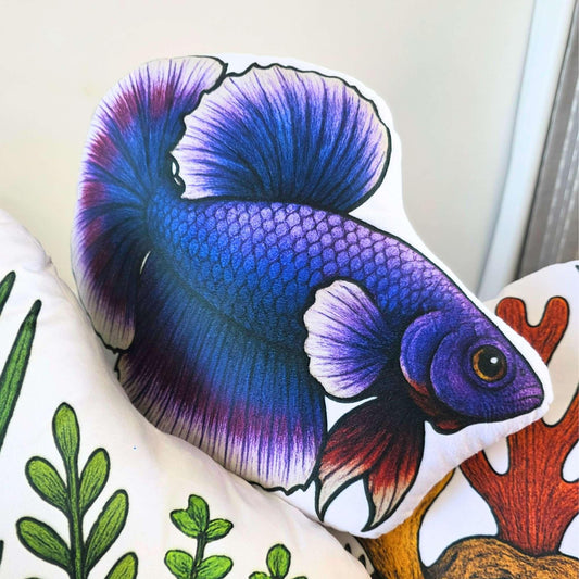 Violet Longfin Betta Fish-Shaped Cushion 40cm | FAWNE