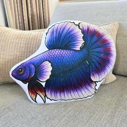 Violet Longfin Betta Fish-Shaped Cushion 40cm | FAWNE - FAWNE