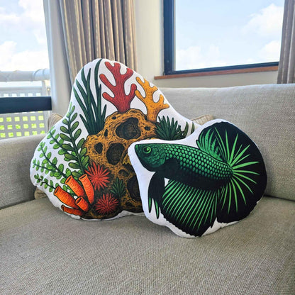 Emerald Longfin Betta Fish-Shaped Cushion 40cm | FAWNE - FAWNE