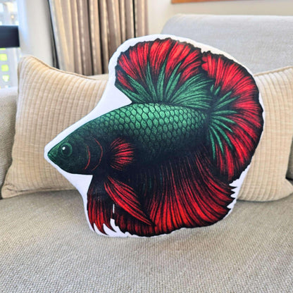 Dark Red Longfin Betta Fish-Shaped Cushion 40cm | FAWNE - FAWNE