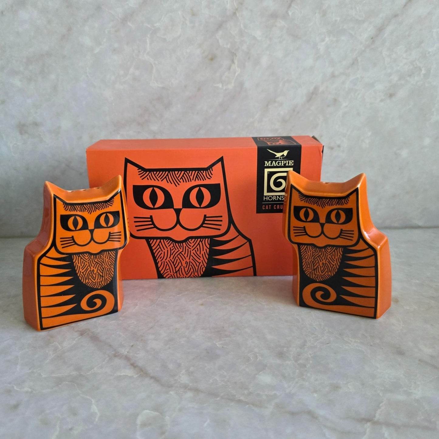 Hornsea - Salt & Pepper Set - Cat Shaped - Orange Cruet