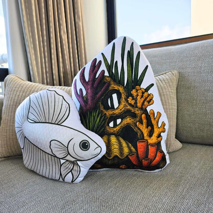 White Shortfin Betta Fish-Shaped Cushion 30cm | FAWNE - FAWNE
