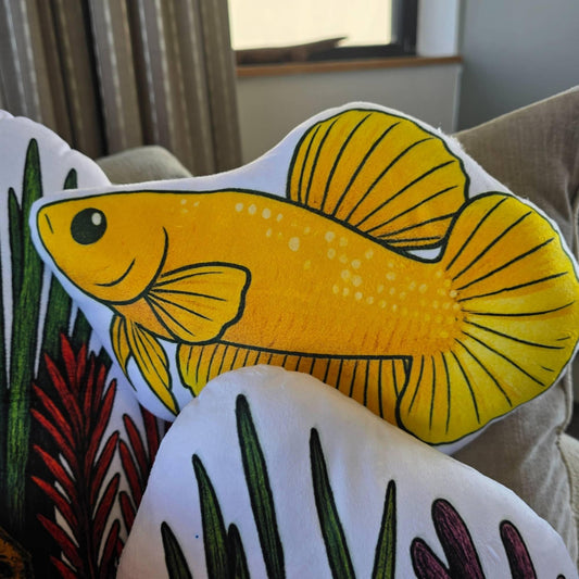 Yellow Shortfin Betta Fish-Shaped Cushion 30cm | FAWNE