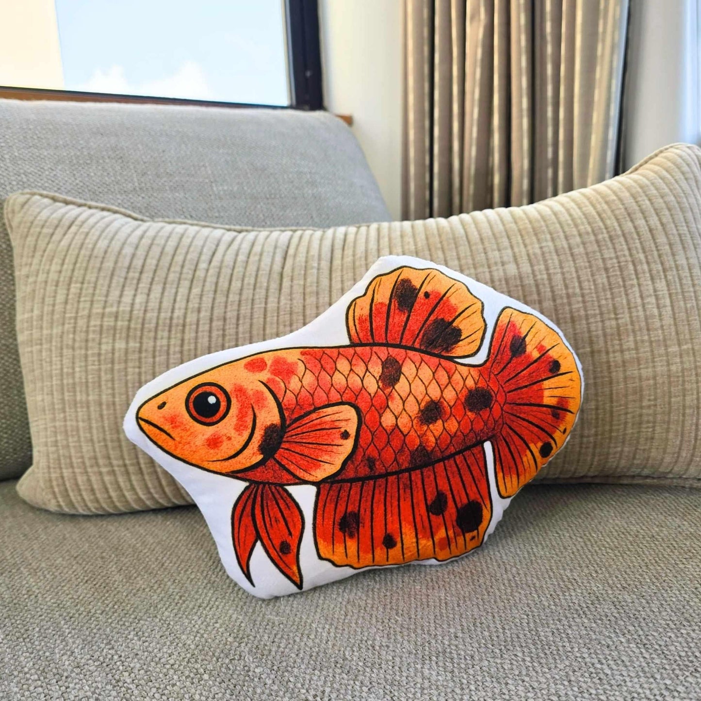Calico Shortfin Betta Fish-Shaped Cushion 30cm | FAWNE