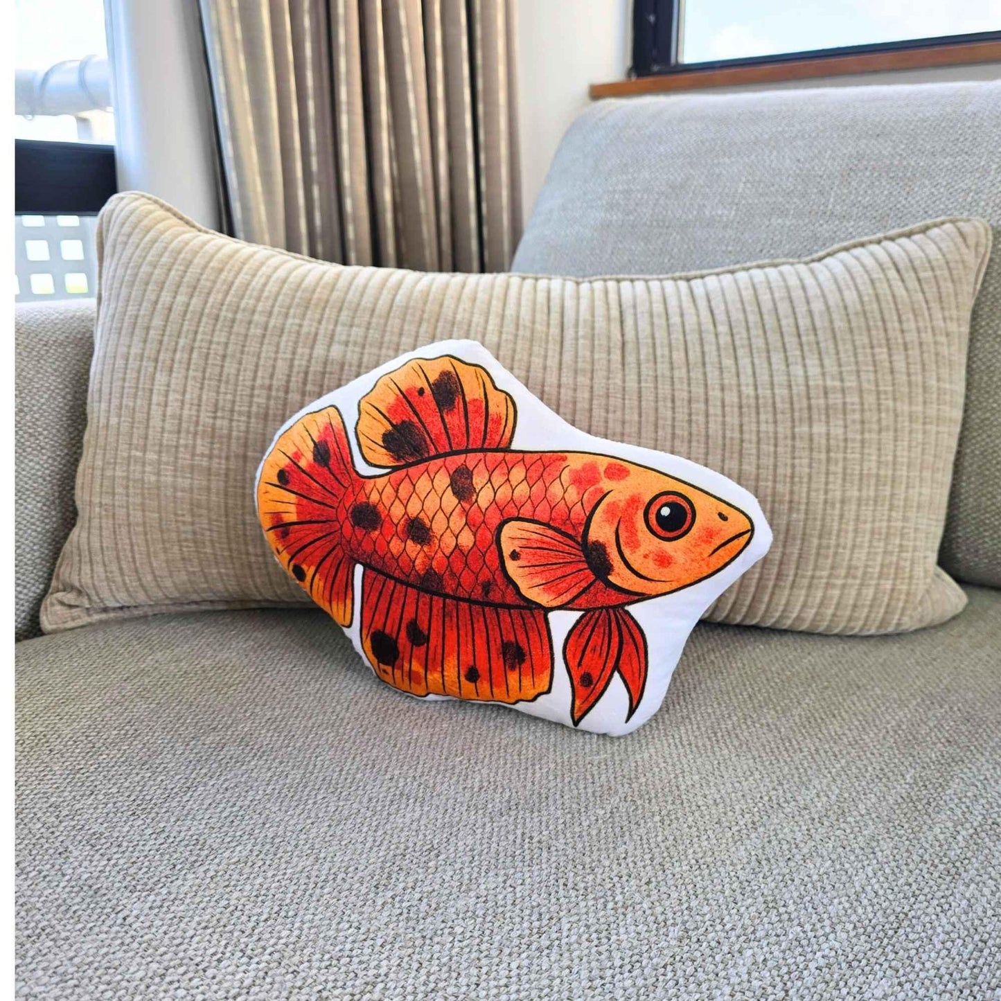 Calico Shortfin Betta Fish-Shaped Cushion 30cm | FAWNE