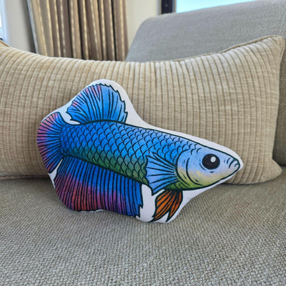 Light Blue Shortfin Betta Fish-Shaped Cushion 30cm | FAWNE - FAWNE