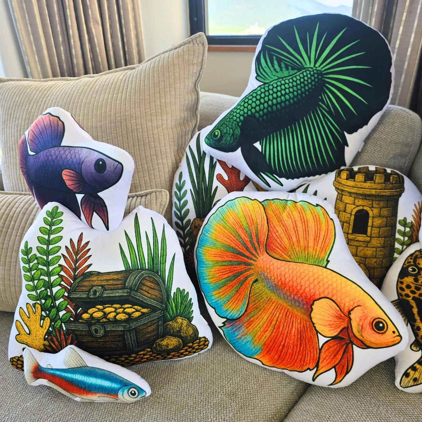 Purple Shortfin Betta Fish-Shaped Cushion 30cm | FAWNE