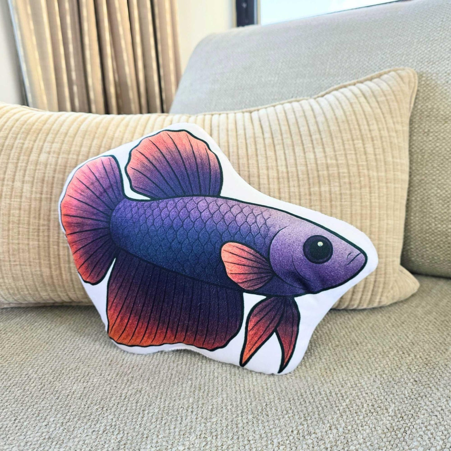 Purple Shortfin Betta Fish-Shaped Cushion 30cm | FAWNE