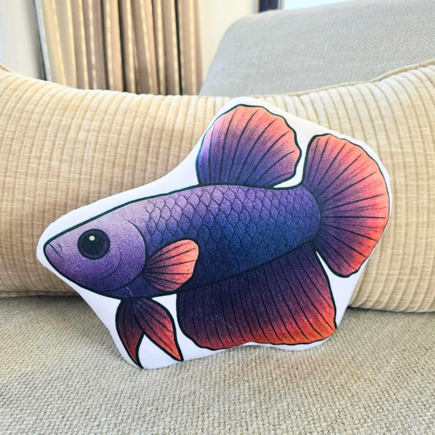 Purple Shortfin Betta Fish-Shaped Cushion 30cm | FAWNE