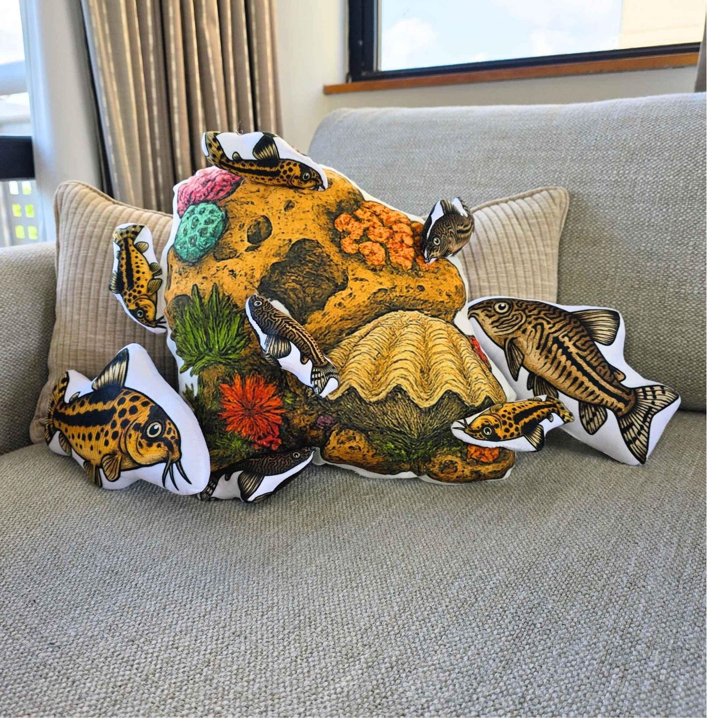 Mr Corydora Catfish-Shaped Cushion 25cm | FAWNE