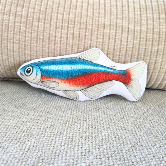 Neon Tetra Fish-Shaped Cushion 20cm | FAWNE
