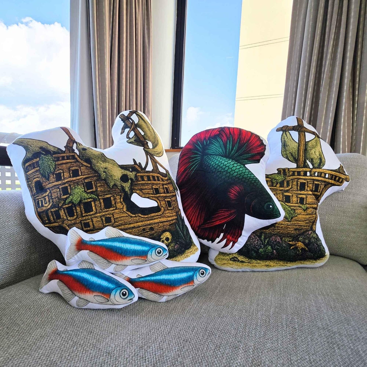 Sunken Pirate Ship Shaped Cushion Set – 2 Pieces – XL 120 cm | FAWNE