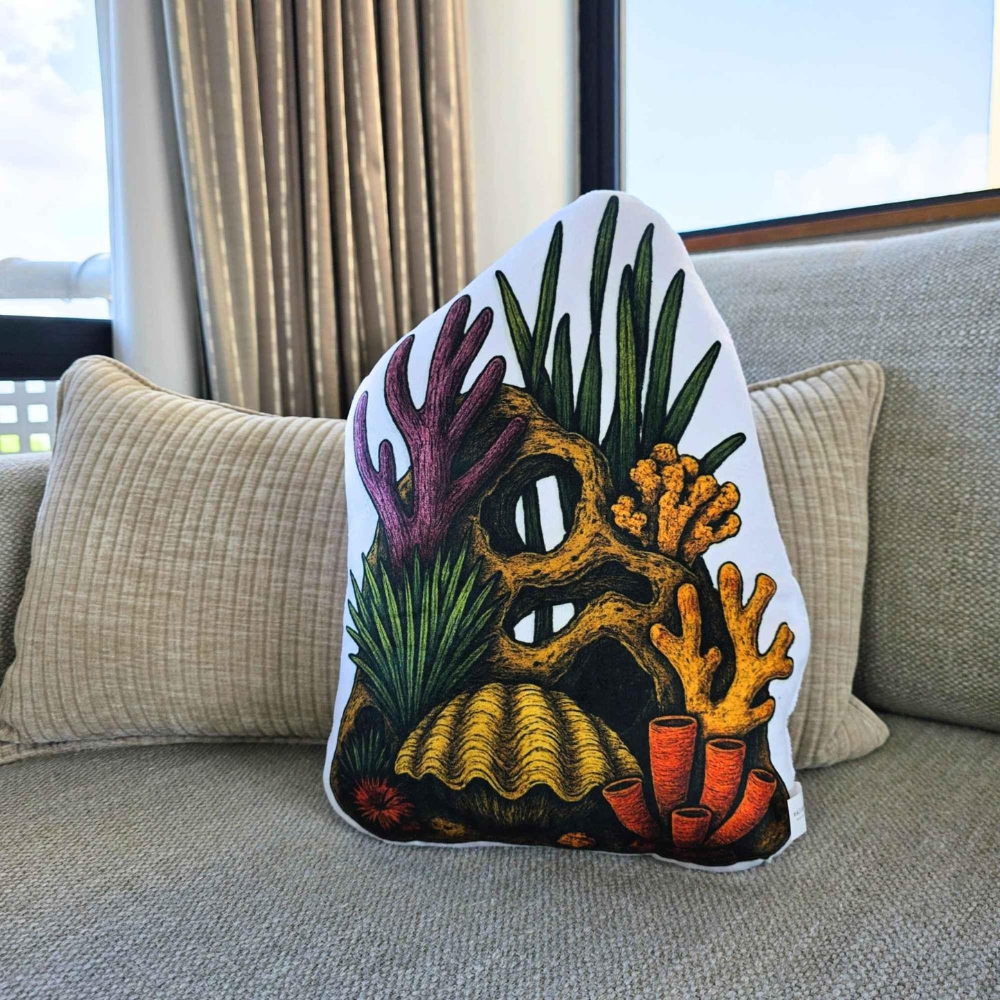 Coral Aquarium Decor Shaped Cushion 35cm | FAWNE