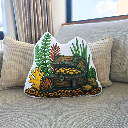 Treasure Chest Aquarium Decor Shaped Cushion 35cm | FAWNE - FAWNE