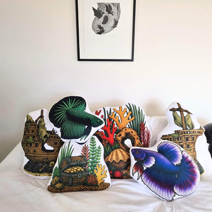 Treasure Chest Aquarium Decor Shaped Cushion 35cm | FAWNE - FAWNE